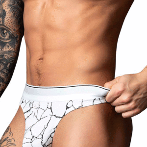 Male Power 412-299 Soo Cumfy Thong en blanc et noir