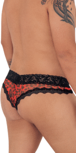 Mesh-lace Thongs léopard