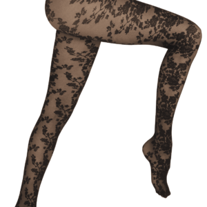 collant transparent noir dentelle floral