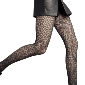 Collant résille floral noir