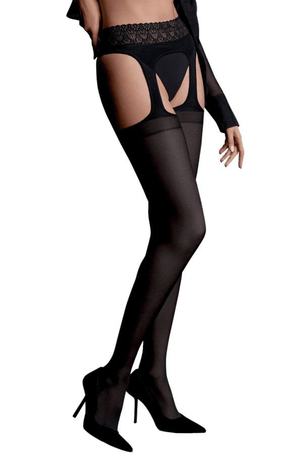 collant semi-opaque ceinture dentelle