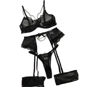 Ensembles de lingerie, soutiens-gorge et jarretières en dentelle, soutiens-gorge à armatures et strings pour femmes