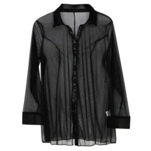Chemise transparente pour femme, lingerie sexy en maille mélangée, robe de nuit transparente, nuisette érotique et séduisante