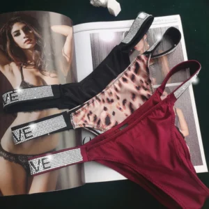 String sexy pour femme, string diamant, culotte taille basse, sous-vêtements féminins invisibles