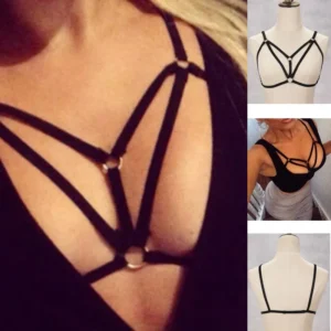 JLX.harnais Soutien-gorge harnais fétichiste, soutien-gorge cage à poitrine ouverte, lingerie bondage pour pole dance, body de boîte de nuit O0396