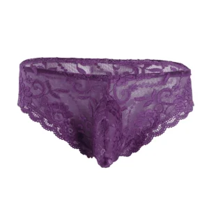 iiniim Lingerie sexy en dentelle florale pour hommes, culottes de travesti, slips semi-transparents, strings, sous-vêtements exotiques gays