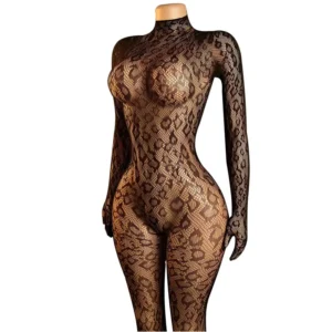 Body sexy à manches longues enveloppant les doigts, lingerie fine, soutien-gorge ouvert, bas résille transparent pour femme, nuisette transparente pour adulte