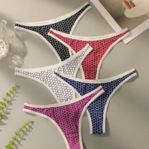 Lot de 5 strings sexy multicolores pour femme, sans coutures, ajourés, respirants, faciles à laver et à sécher, sous-vêtements confortables C908