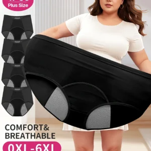 Culottes menstruelles grandes tailles pour femmes - Anti-fuites pour flux abondant, taille haute, pour un usage quotidien et quotidien, avec maille respirante.