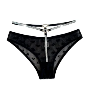 String sexy pour femme avec ceinture ajustable, boucle brodée à motif cœur, sous-vêtements confortables