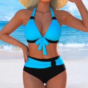 Maillot de bain deux pièces pour femme, bikini, style européen et américain, décolleté plongeant.