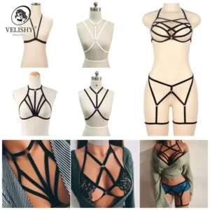 Harnais de bondage pour femme, lingerie Harajuku sexy, harnais de corps bandage, soutien-gorge érotique, porte-jarretelles gothiques
