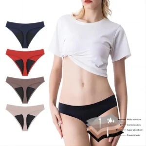 Culotte menstruelle sans coutures, taille basse, anti-fuites, 4 couches, lavable, flux léger, string pour femme, en promotion
