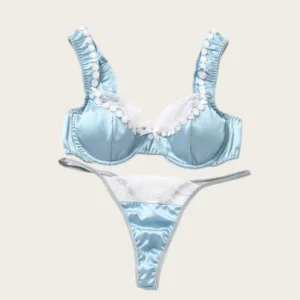 Lingerie sexy pour femme, ensemble soutien-gorge en satin de luxe, sous-vêtements en dentelle, lingerie érotique, magnifiques tenues intimes, sous-vêtements raffinés