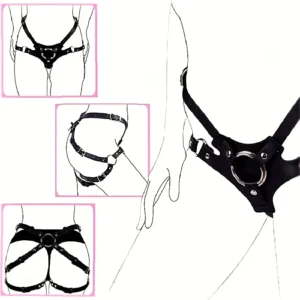 Lingerie avec anneau en cuir PU en forme de D offrant aux couples un équipement de jeu à travers des vêtements érotiques de style punk carnaval festif
