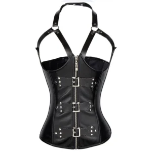 Corset gothique en similicuir, bustier sexy à buste ouvert pour femme, lingerie gothique, tenue de soirée, déguisement pour Halloween