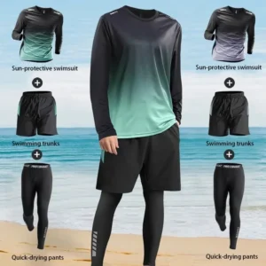 Nouveau maillot de bain 2025, maillot de bain homme à manches longues et pantalon long avec protection solaire.