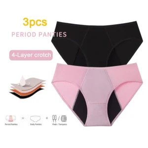 Lot de 3 culottes menstruelles pour flux abondant, 4 couches absorbantes, anti-fuites, hygiéniques, tailles européennes