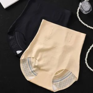 Culotte gainante taille haute post-partum à rayures, effet ventre plat et fesses galbantes, pour femmes
