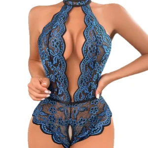 Body vert ouvert pour femme, entrejambe dénudée, lingerie érotique sexy, pyjama en dentelle, body sexy à col V, sous-vêtements tendance