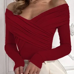Combinaison rouge sexy pour femme, idéale pour le printemps. Corset dos nu, coupe ajustée, manches longues, style décontracté et élégant.
