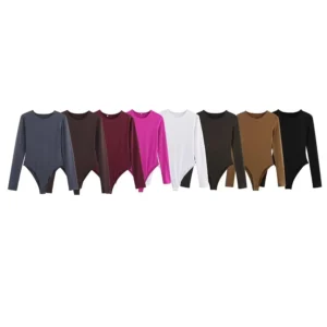 Body sexy pour femme, idéal pour le printemps et l'automne. Maillot de bain moulant à manches longues pour femme, parfait pour l'été et l'amincissement. Haut de maillot de bain.