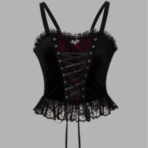 Top sexy gothique vintage sans manches, dos nu, dentelle, style Y2K, sous-vêtements rétro élégants pour femme, vêtements d'été