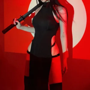 Robe de cosplay gothique, nuisettes coquines noires, sous-vêtements extensibles et ajustables, cheongsam, lingerie, tenue érotique, uniforme