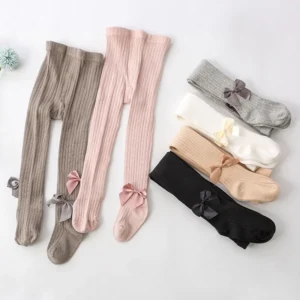 Collants à nœud papillon mignons pour bébés et enfants, style princesse, en coton chaud pour l'hiver, leggings kawaii pour le printemps et l'automne