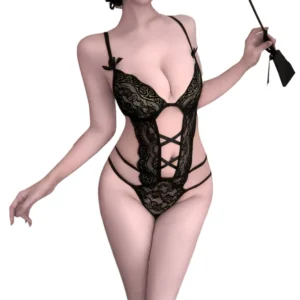 Lingerie noire, nuisette coquine, body bandage sexy, nuisette ouverte, chemises de nuit érotiques, soutien-gorge ouvert en dentelle florale