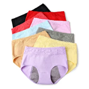 Culottes menstruelles hypoallergéniques féminines, anti-fuites, en coton, sans coutures, chaudes et confortables à la taille.