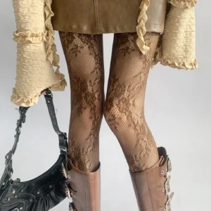 Collants 2025 pour femmes, sexy, en dentelle florale, cuissardes, bas résille, lingerie, collants pour femmes
