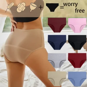 Culotte menstruelle taille haute pour femme, 5 couches, style physiologique, sous-vêtements féminins ultra-intimes et respirants.