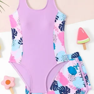 Maillot de bain une pièce short pour filles 2026 - Maillot de bain enfant - Tenue de plage d'été