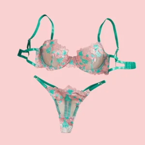 Ensemble de lingerie sexy pour femme, broderie florale, sous-vêtements romantiques en résille transparente, soutien-gorge trois points, lingerie intime
