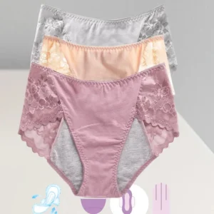 Culottes menstruelles anti-fuites pour femmes, en dentelle respirante, sexy et imperméables, taille mi-haute, sous-vêtements sans coutures pour les règles physiologiques.