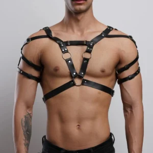 Jarretière pour homme, harnais de poitrine en cuir, ceinture d'épaule de bondage, accessoires de vêtements érotiques, fétichistes, gays et punk pour clubs.