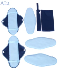 Ensemble de serviettes hygiéniques réutilisables super absorbantes, douces et lavables, avec 2 protège-slips, 5 serviettes de rechange et 1 pochette de rangement.