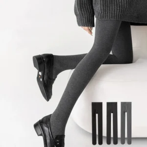 Collants opaques pour femmes, taille haute, élastiques, épais et chauds, pour l'automne et l'hiver, noirs/gris, unis, avec pieds.