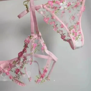 Ensemble de lingerie sexy vintage de soubrette française, broderie florale, dentelle épaisse transparente, tailles 32 à 38 AB, sous-vêtements confortables grande taille MOYISU