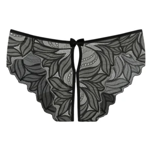 Culottes sexy taille basse, entrejambe ouverte, lingerie érotique en dentelle ajourée, sous-vêtements féminins