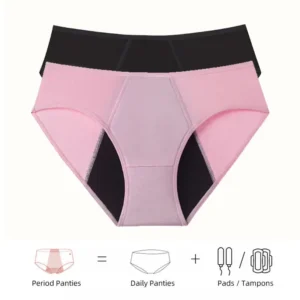 Culottes menstruelles roses pour femmes, sous-vêtements d'hygiène physiologique pour filles, 4 couches, ultra-absorbants et anti-fuites.