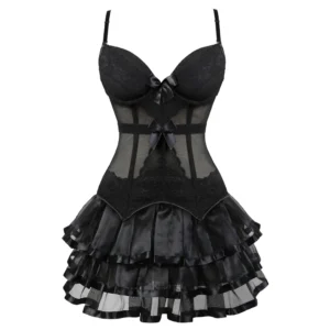 Corset gothique sexy à bretelles, lingerie avec jarretières, robe moulante, ensemble deux pièces pour femme, tenue à Dentellets, style victorien, vêtements de soirée et de club.