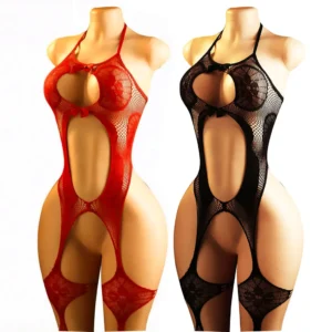 Soutien-gorge ouvert rouge et noir avec nœud, lingerie sexy, body, nouveau style, nuisette pour adulte