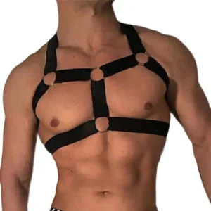 Harnais pour homme, costume sexy avec sangles, bretelles, bondage, lingerie, anneau métallique, ceinture élastique, érotique, ajouré.