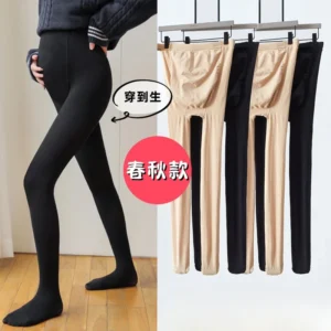 Collants de maternité pour femmes enceintes, ajustables, maintien optimal, collants thermiques d'hiver doublés polaire, opaques, pour femmes enceintes