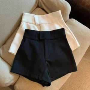 Shorts pour femmes Mooyufon, shorts noirs pour femmes, style Harajuku élégant, taille haute, coupe trapèze, coupe slim, décontracté, pantalon droit sexy.