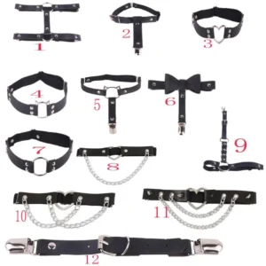 Jarretière de cuisse coréenne-japonaise - Chaîne de jambe sexy à large bande en PU pour femme, accessoire de mode mignon et féminin