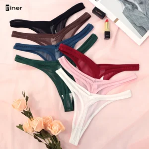 String sans coutures pour femme, tanga minuscule, lingerie sexy en maille transparente, sous-vêtements doux à dos en T, tangalar Tpanties